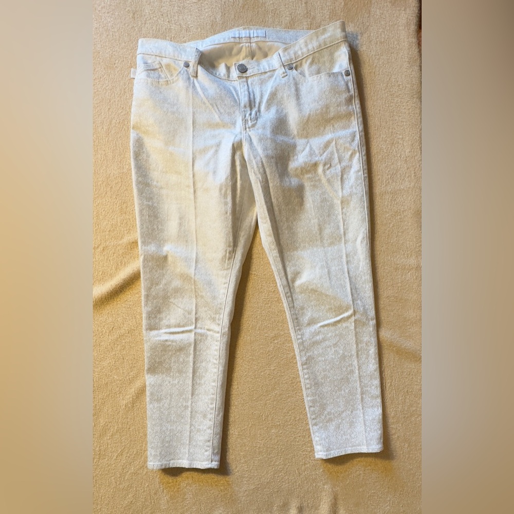 Rock & Republic Cream Patterned Skinny Jeans